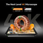 Elikliv EM4K 4K HDMI Digital Microscope for Electronics 8" 2000X Soldering Microscope for PCB Inspection Repair with 10" Stand CM World