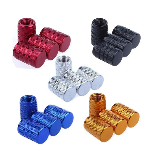 4Pcs Car Tire Valve Stems Cap Knurling Style Tire Valve Cap Aluminum Tire Wheel Stem Air Valve Cap car Universal accessories CM World