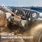 SucceBuy 13500lbs Electric Winch with 3/8in 80ft Synthetic Rope Wireless Truck Winch IP55 Waterproof for Towing Road SUV Jeep CM World