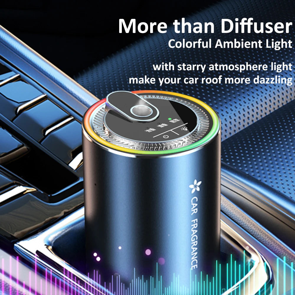 Car Aroma Diffuser with LED Starry Ambient Light 50ml Cologne Perfume Car Air Freshener Flavoring for Cars Fragrance Diffusers CM World