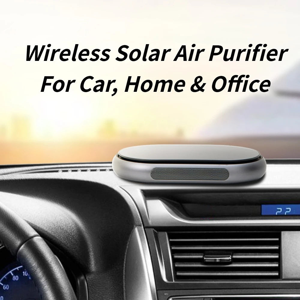 For Car Home Office Desktop Air Purifier Wireless Solar Powered Aluminum Alloy Portable Freshener Cleaner Purification Device CM World