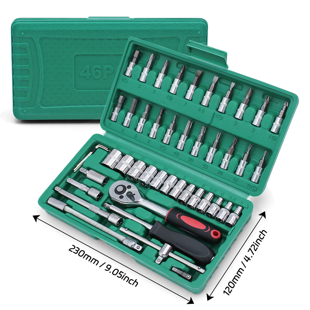 Motorcycle Repair Tool Kit 1/4-Inch Socket Set Car Repair Tool Ratchet Torque Wrench Combo Auto Repairing Set Mechanic Tools CM World