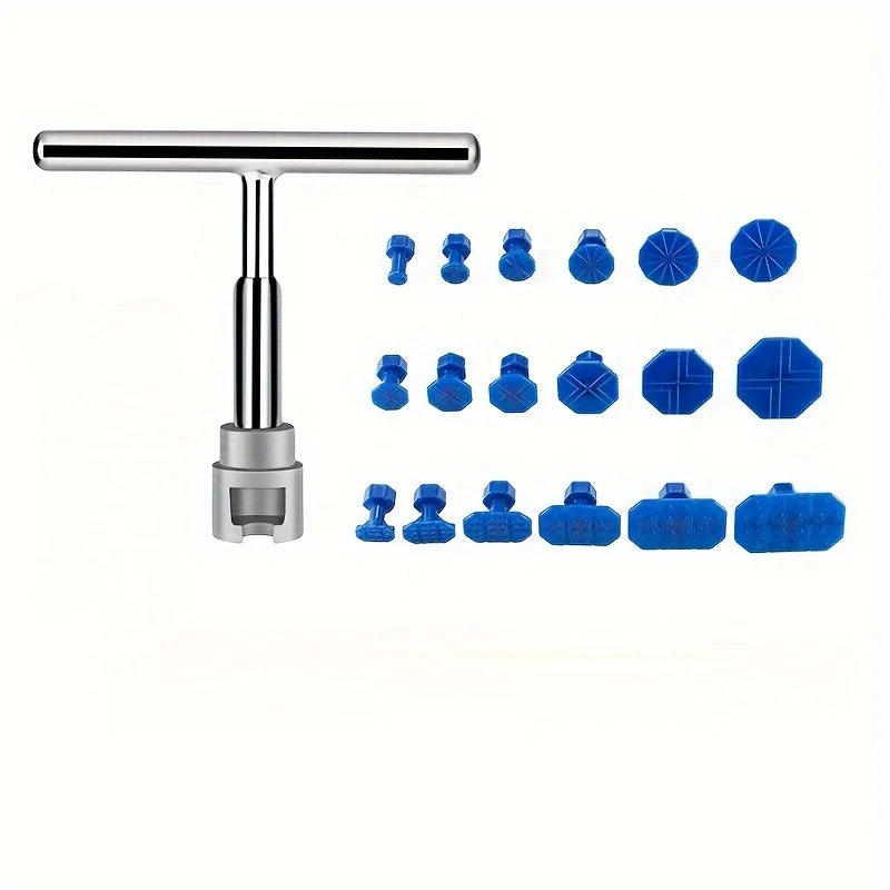 Car dent repair tool, sheet metal repair puller, simple T-shaped with 18 gaskets, no trace suction pit tool