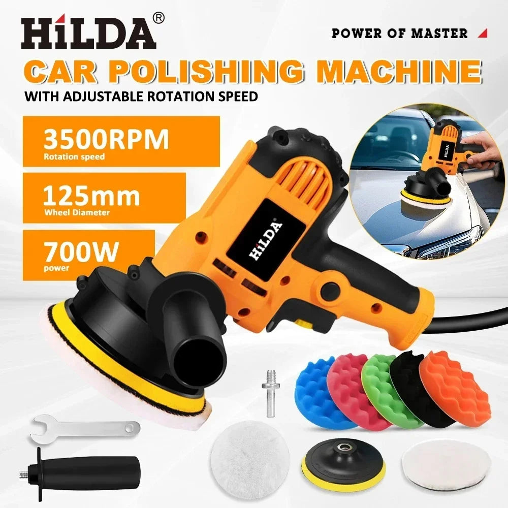 HILDA Electric Car Polisher Car Beauty Waxing Machine  Adjustable Speed Sanding Waxing Tools Automotive Polishing Scratch Repair CM World