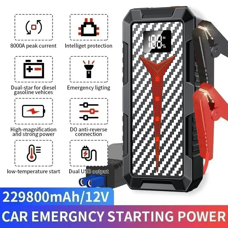 Car Jump Starter 8000A Battery Charger 298000mAh Emergency Power Bank Booster for 12V Gas and Diesel Vehicles CM World