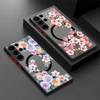 For Samsung Galaxy A57 A37 A17 A55 A54 A56 A25 S25 S26 Edge S24 S23 S22 Ultra Plus S25 FE Flower Case Magnetic For Magsafe Cover Car Mobile World
