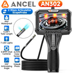 Two-Way Articulating Borescope IP67 6.5MM Dual Lens Endoscope Inspection Camera 7 LED Lights ANCEL Car Inspection Tools