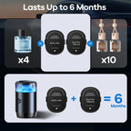 Smart Car Air Freshener, Automatic Car Air Freshener Diffuser with Ambient Light, Car Diffuser with 2 Essential Oil Cartridges,