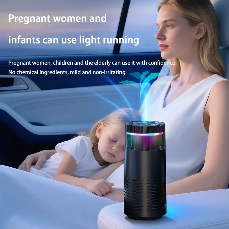 2025 New Car Air Purifier 24 Hours Remove Formaldehyde & Odors 360° 2-Mode with Mood Light USB Rechargeable for New Car & Travel CM World