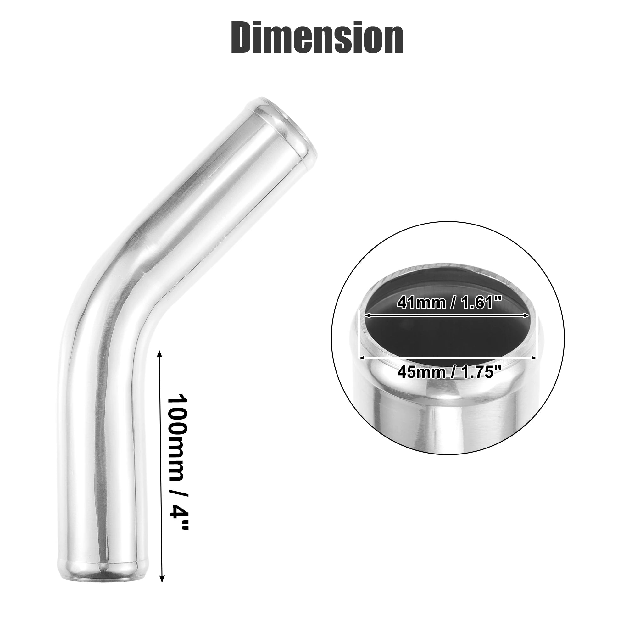 UXCELL 45 Degree OD 32-102mm Leg Length 100mm Car Aluminum Alloy Tube Intercooler Bend Elbow Pipe Air Intake Joiners Tubing CM World