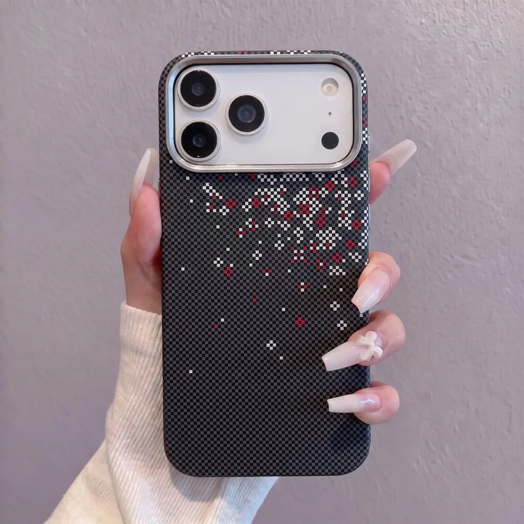 Luxury Cherry Blossom Kevlar Pattern For Magsafe Slim Case For iPhone 18 17 Air 16 15 14 13 Pro Max Magnetic All-inclusive Cover