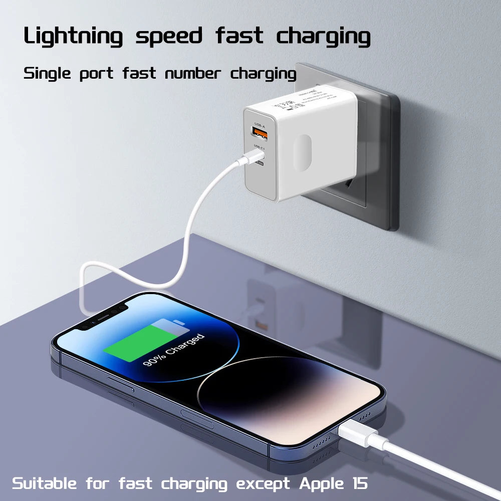 120W Fast Charger USB Type C PD Cable Fast Charging Quick Charge 3.0 Adapter For iPhone Xiaomi Samsung Oneplus Pixel Cellphones Car Mobile World