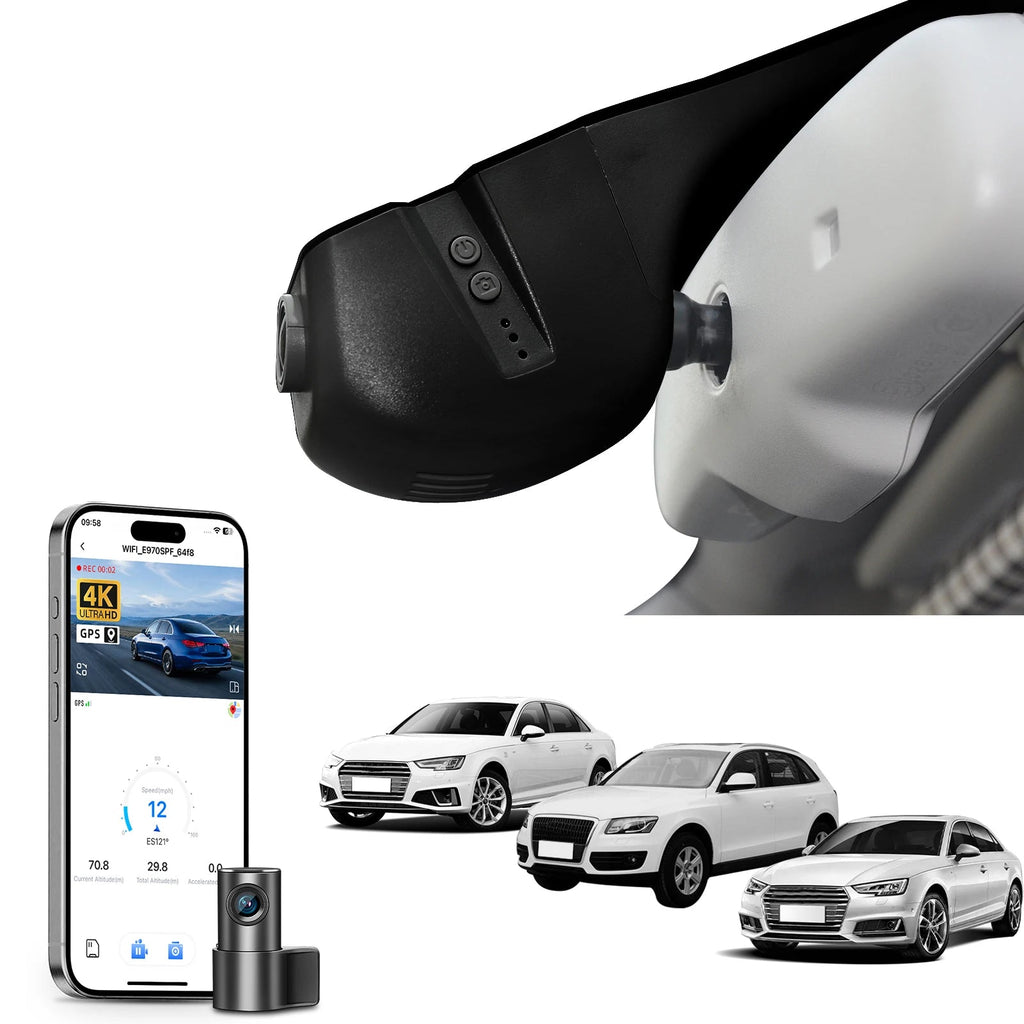 Dash Cam 4K For Audi A3 A4 A5 A6 A7 A8 Q3 Q5 Q7 B4 B5 B6 B7 B8 B9 8V C5 C6 C7 8P 8V (Model B/C) GPS WiFi & APP Dash Car Camera Car Mobile World