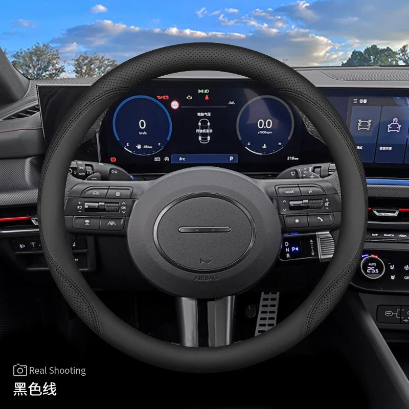 Leather Car Steering Wheel Cover for Hyundai Tucson 4 L Sonata 2024 2025 2026 Accessories