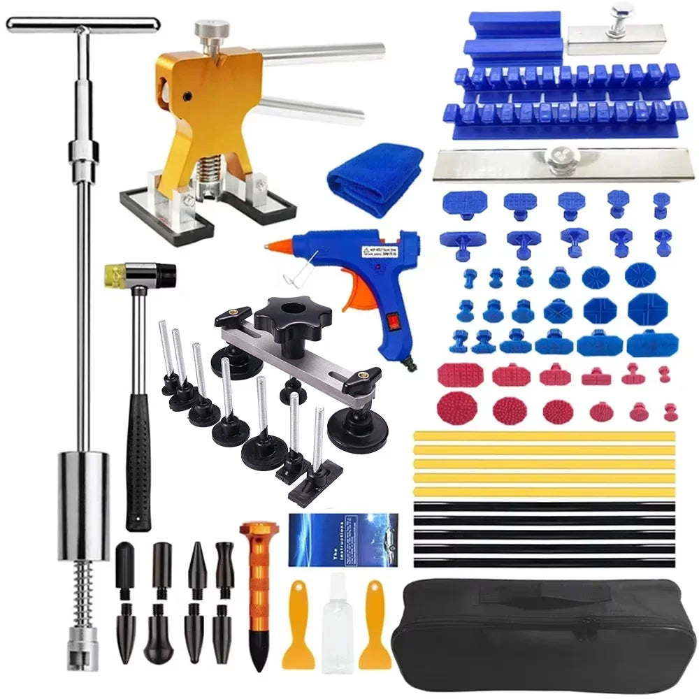 Car Dent Puller Repair Tools Slide Reverse Hammer Suction Cup Body Paintless T-Bar Dent Puller Kit Auto Hail Repair Accessories CM World
