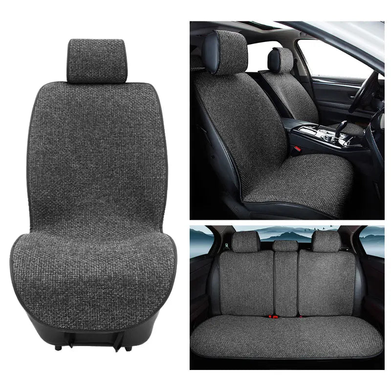 SEAMETAL Linen Car Seat Cover Four Season Universal  Seat Covers Anti Slip Pad Protector Mat Summer Breathable Auto Seats Covers