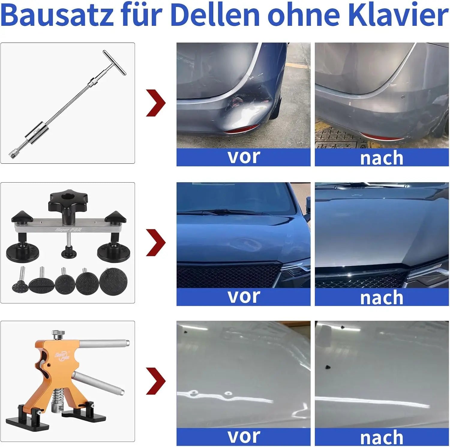 PDR Auto Paintless Body Dent Removal Kits Car Dent Repair Tools Automotive Dent Remover Suction Cup Dent Puller Tool Kit for Car CM World