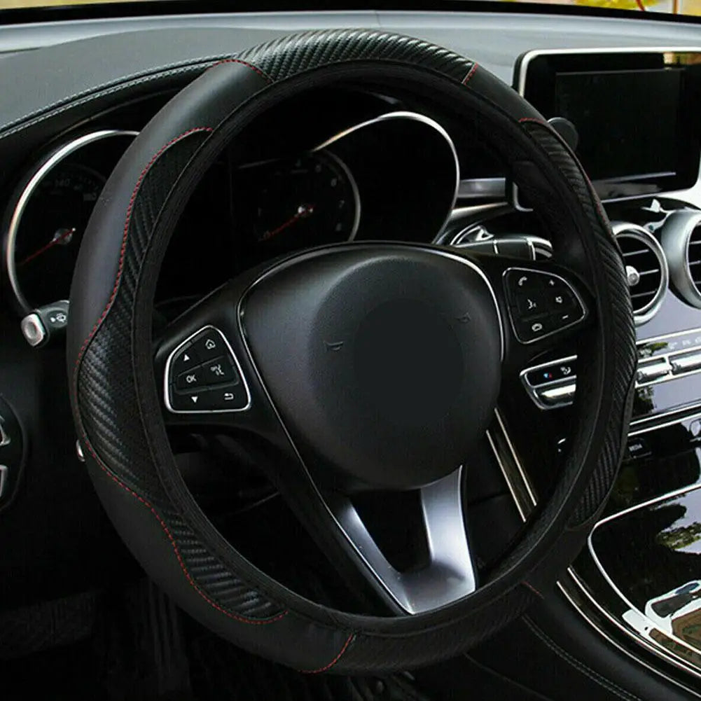 Car Steering Wheel Cover Breathable Anti Slip Microfiber PU Leather Steering Covers For 38cm Auto Decoration Car Accessories