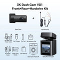 Baseus 3K Dash Cam VD1 Front and Rear Cam HD Built-in GPS Galileo Supercapacitor Car DVR Car Camera Recorder Support 24H Parking Car Mobile World
