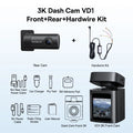 Baseus 3K Dash Cam VD1 Front and Rear Cam HD Built-in GPS Galileo Supercapacitor Car DVR Car Camera Recorder Support 24H Parking