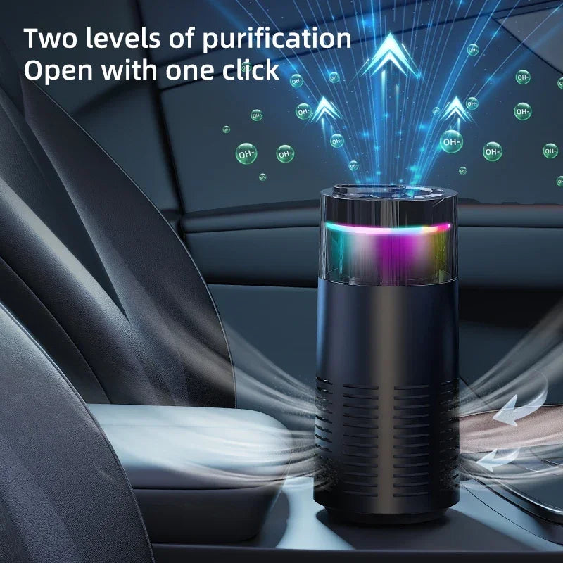 Portable Car Air Purifier Negative Ion & HEPA Filter Low Noise DeodorizerDust Smoke Removal Compact Design for Car Home Use Car Mobile World