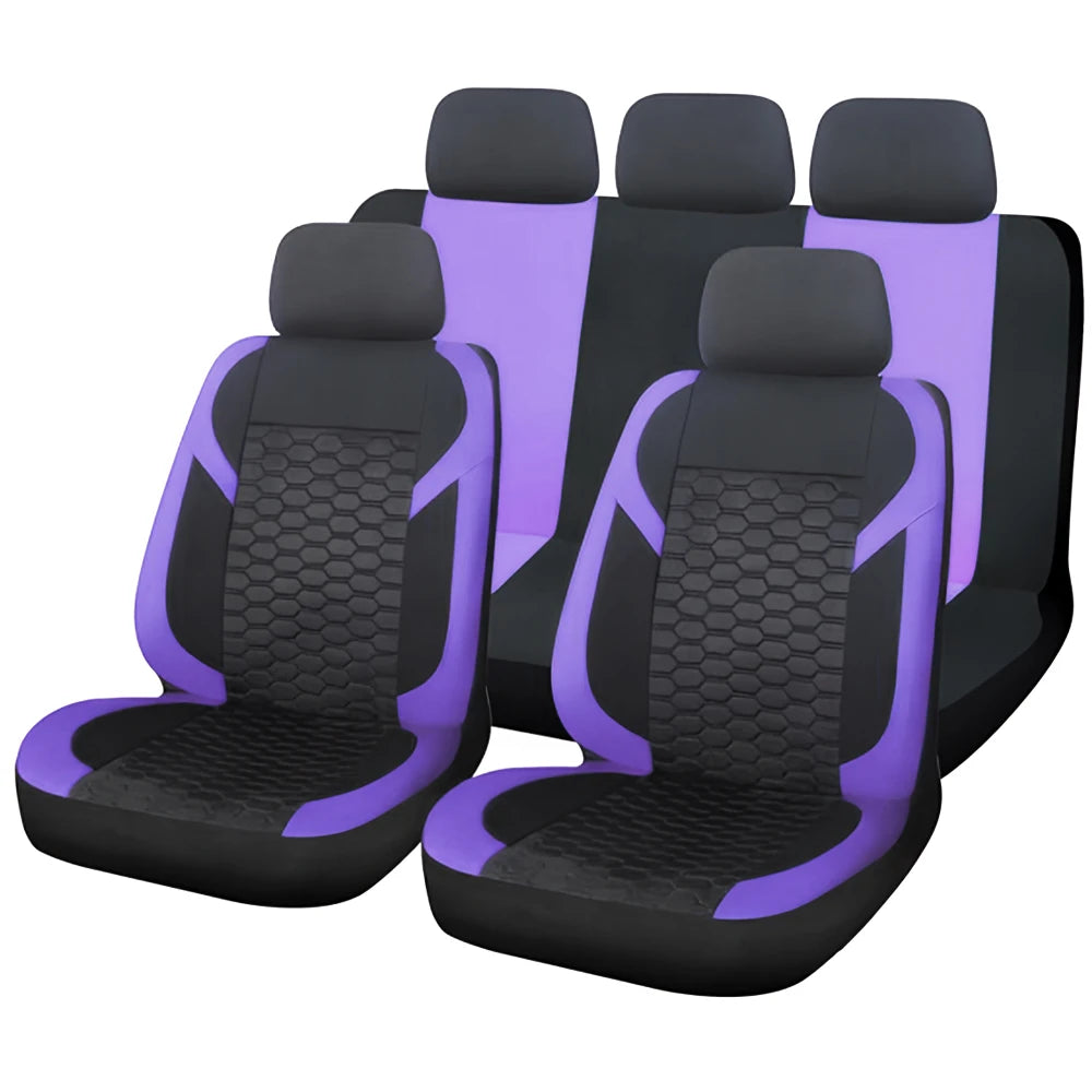 Universal Car Seat Covers Polyester Mesh Fabric Honeycomb Embroidery Seat Covers For Car SUV Vans Truck Accessories Interior