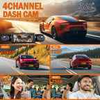 4 Channel Dash Cam 360° Car Video Recorder Black Box with Night Vision 24/7 Parking Monitor G-Sensor Loop Recording Auto Parts Car Mobile World
