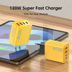 Total 120W Phone Charger Fast Charging Quick Charger PD USB Type C Wall Adapter For iPhone 16 15 Xiaomi 14 Huawei Redmi Oneplus Car Mobile World