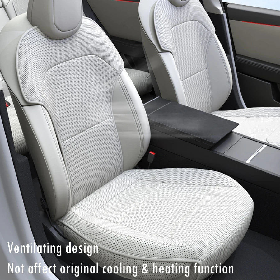 For Tesla Model Y Juniper 2025 2026 Semi-enclosed Seat Covers Front Rear Car Seat Cushion Protector Pad Set All Seasons Cooling CM World
