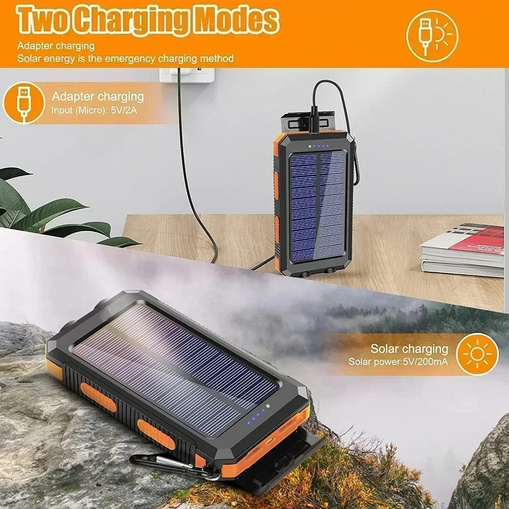 Lenovo 200000mAh Solar Power Bank Portable Charging Poverbank External Battery Charger Strong Light LDE Light for iphone Huawei Car Mobile World