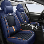 5-Seat Car Seat Cover, New Nappa Leather Ice Silk Fixed Lumbar Support, Four-Season Universal, Suitable for Most Cars
