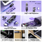 240W PD3.1 Fast Charging Cable 540° Rotation Type C 5A Cable nylon material  for iPhone MacBook Samsung UGREEN/Anker powerbank