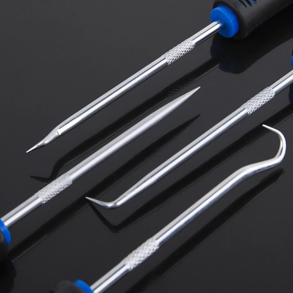 4PCS 165mm Blue Car Oil Seal Screwdriver Set Hose Removal Hook Set O-Ring Seal Gasket Puller Remover Pick Hooks Repair Tools CM World