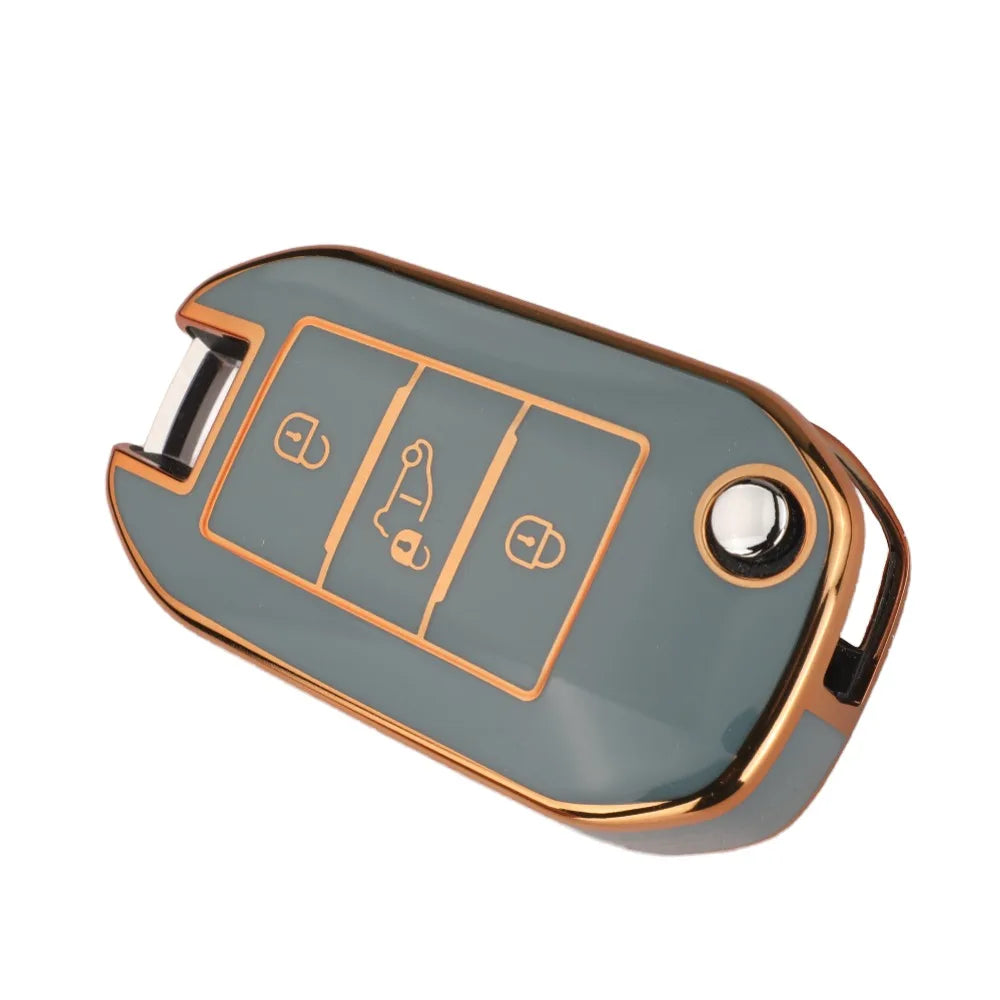 Jingyuqin 3BTN Soft TPU Car Key Case For Peugeot 208 308 408 508 2008 3008 4008 5008 For Citroen C3 C4 CACTUS C6 C8 Accessories CM World