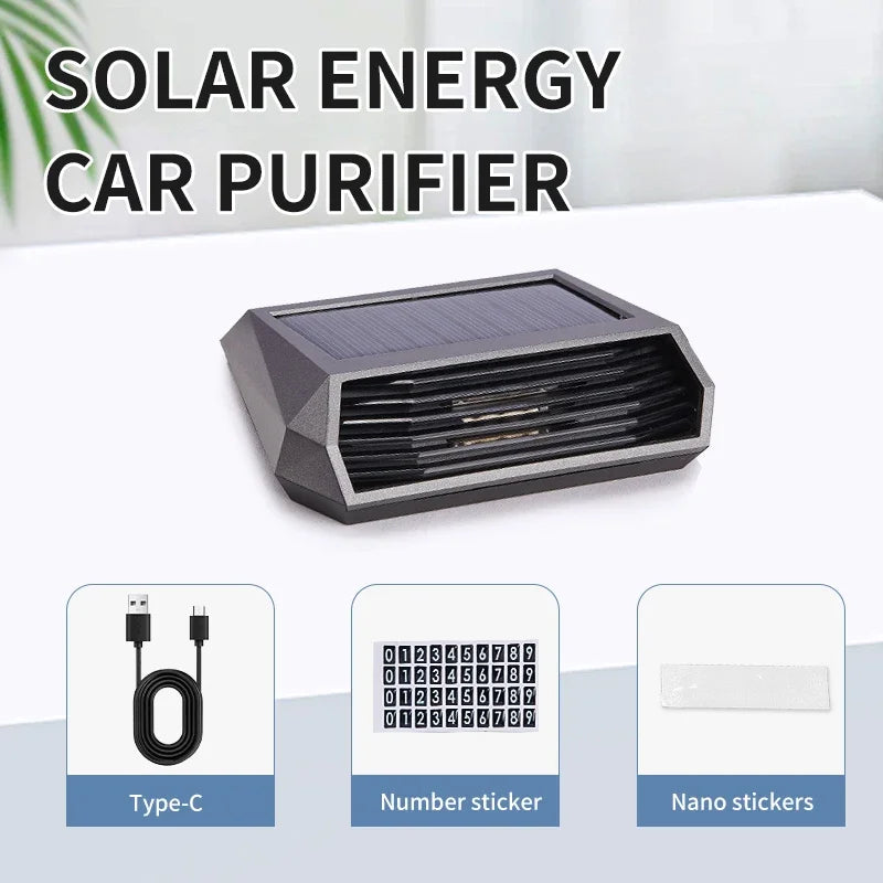 Solar Car Air Purifiers Freshener Usb Rechargeable Oxygen Purifier Negative Ion Filter Pm2.5 Smoke Remover Car Accessories