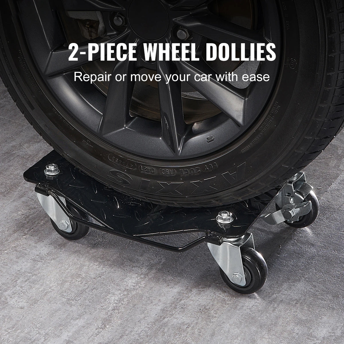 SucceBuy 2/4PCS Car Tire Wheel Trolley Dollies 1500Lbs Weight Capacity Vehicle Skates Moving Tire 4 Casters Auto Repair Mover
