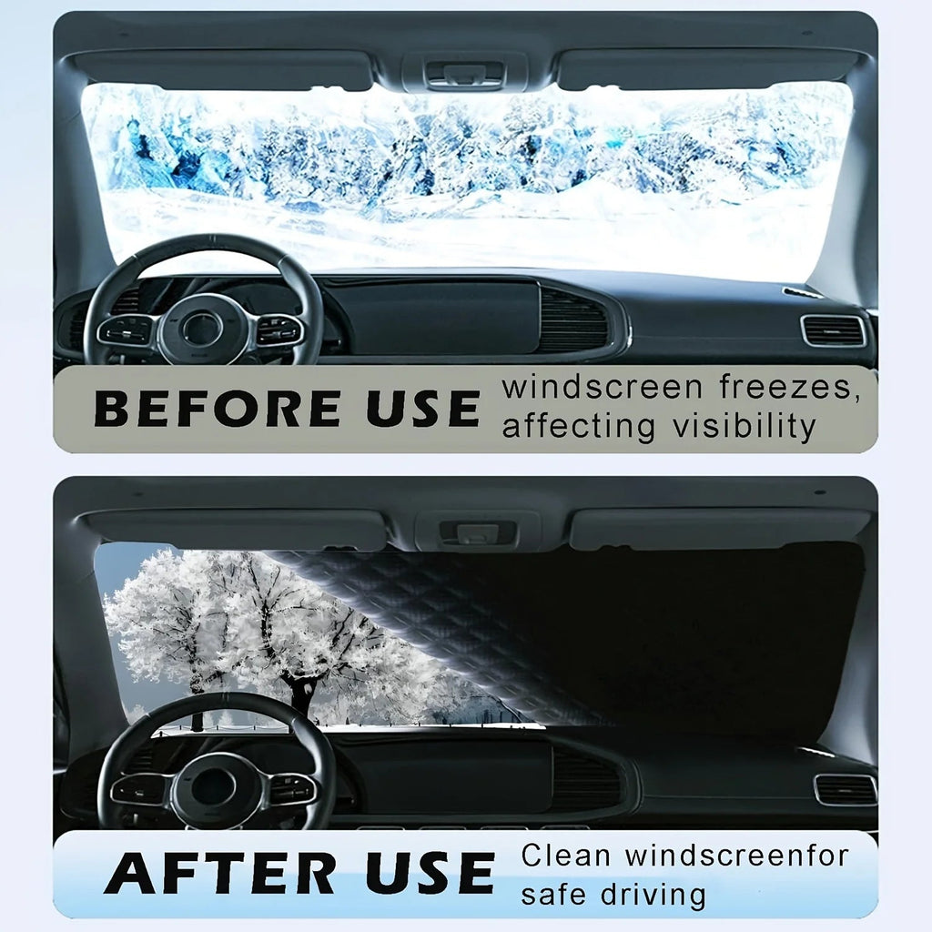 Universal Magnetic Car Window Snow Cover With Reflective Strips Waterproof Thicken Anti Freeze Four Seasons Windshield Cover CM World