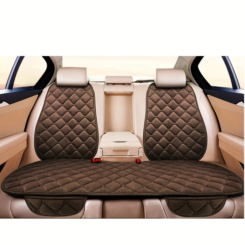 Thickened car seat cushion plush short plush anti slip warm seat cushion seat three piece set winter universal plush winter CM World