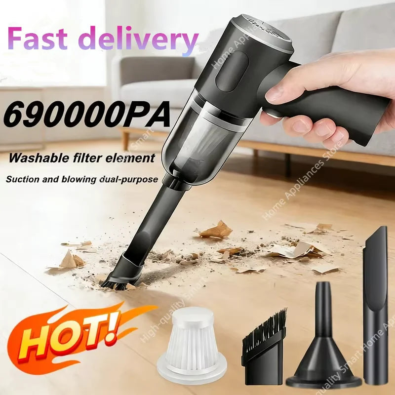 690000Pa Wireless Car Vacuum 2 Hours Quick Charge Wet Dry Dual-use Cleaner Cordless Handheld High-power Vacuum Cleaner 2026 Car Mobile World