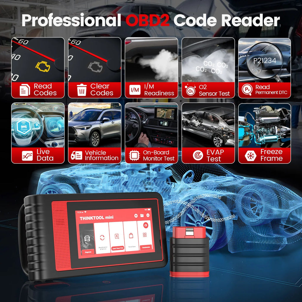 THINKTOOL MINI/MINI2 Car Scanner Auto All System Diagnostic Tool 28 Reset Scan Tool Bidirectional Control ECU Coding Code Reader Car Mobile World