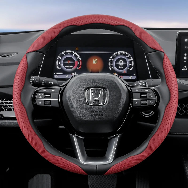 Suitable for Honda's Breathable Holes Leather Steering Wheel Cover Segmented Quick Release Design Non-Slip and Durable Civic Fit 8Th Gen 8 City Accord 9 10 Vezel Freed Breeze 7 Jade Shuttle Xrv Crosstour Insight Stream CM World