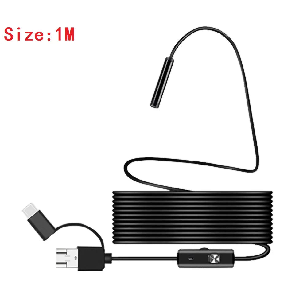 7mm 3-in-1 Endoscope Camera IP67 Waterproof 6 LED Adjustable USB Android Flexible Inspection Borescope Camera for Phone PC CM World