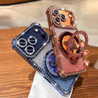 Butterfly Stand Holder Cases For iPhone 17 Pro Max Glitter Diamond Airbag Plating TPU Cover For iPhone 13 14 15 16 17 Pro Max