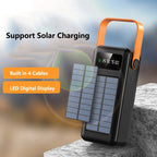 200000mAh Solar Panel Power Bank Fast Charging Portable Power Station External Battery Pack with Cable for Iphone Samsung Huawei