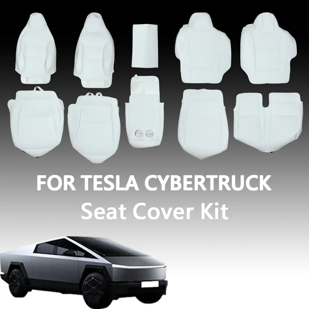 Seat Covers Compatible with Tesla Cybertruck 2024-26, Full Coverage PU Leather Seat Protector with Armrest Cover Fit Cybertruck