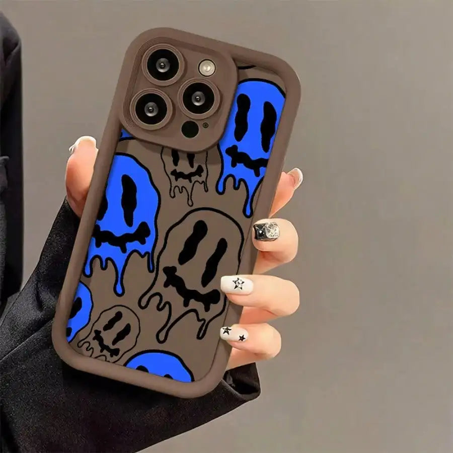 Soft Case For IPhone 17promax/17air 15, 14, 13, 12, 11 Pro Max In Blue And White With Black Case. Car Mobile World