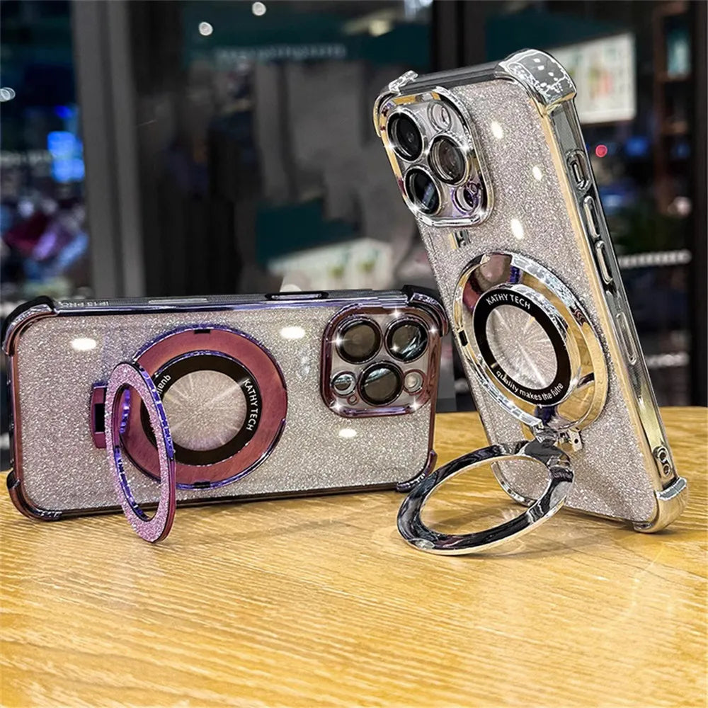 Glitter Crystal Bracelet Phone Holder Case For iPhone 16 15 14 13 12 11 Pro Max XS X XR 7 8 Plus SE2020 Bracket Shockproof Cover