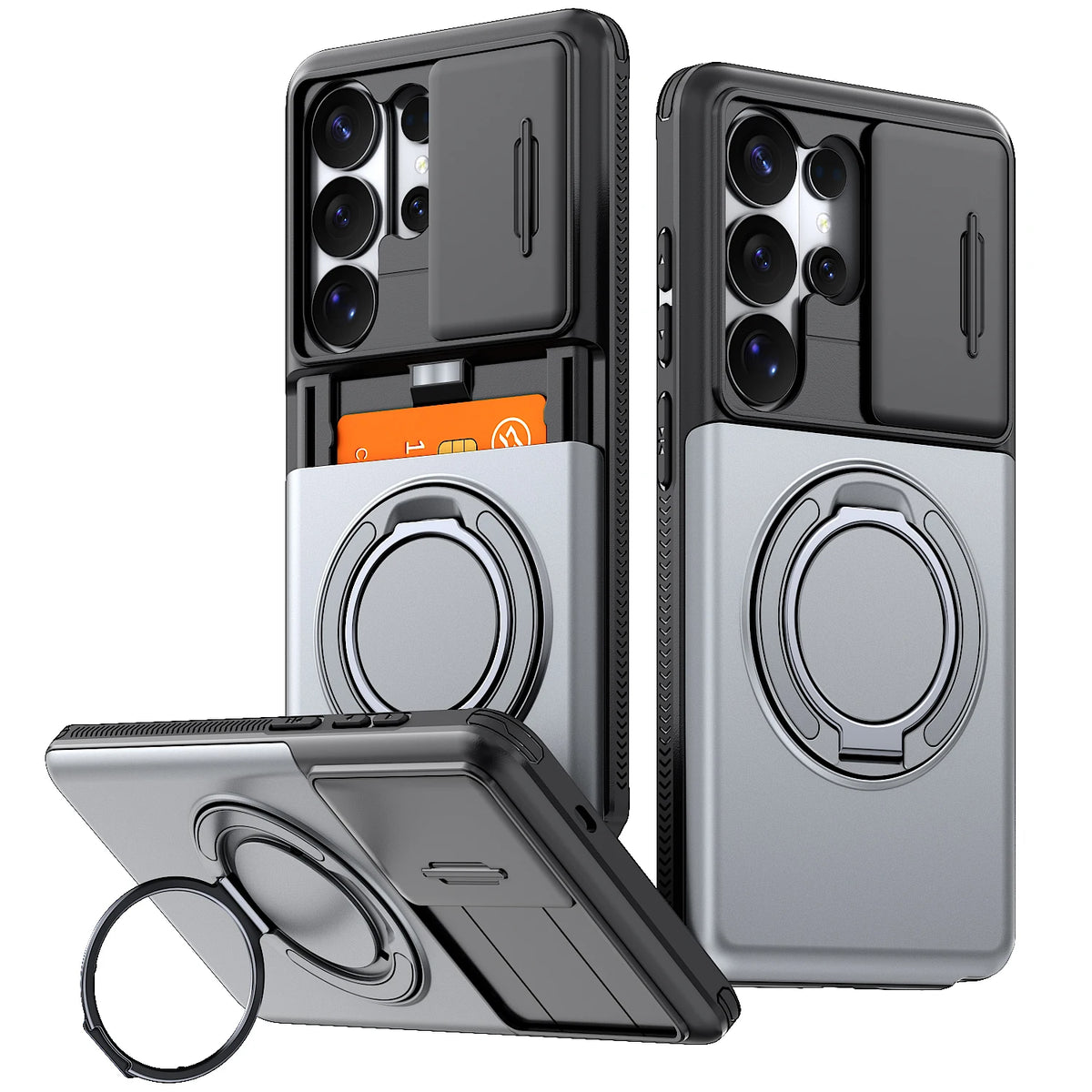 Case For Samsung Galaxy S26 Ultra S25 A57 A36 A27 Wallet Card Holder Ring Kickstand Slide Camera Military-Grade Protection Cover