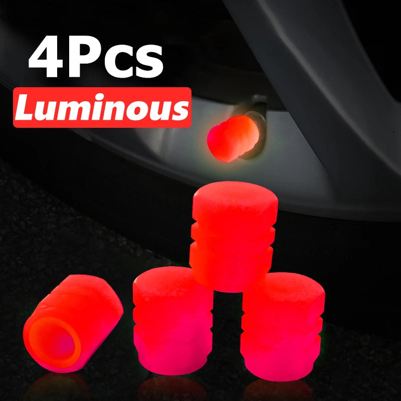 Luminous Valve Caps Fluorescent Green Blue Night Glowing Car Motorcycle Bicycle Wheel Styling Tyre Hub Universal Cap Decor 4Pcs CM World