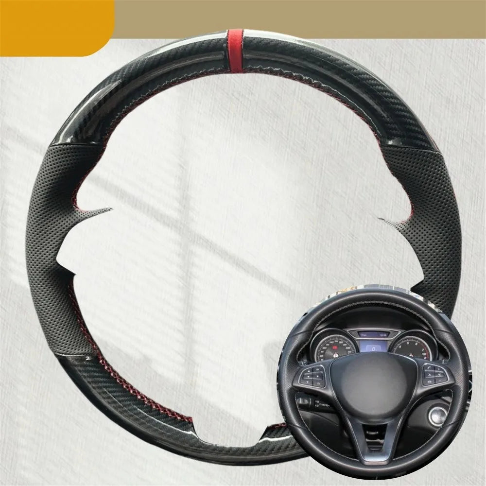 Car Steering Wheel Cover Carbon Fiber Leather For Mercedes Benz W176 W246 W205 C117 C218 X218 W213 X156 X253 W166 X166 EQV W447 CM World